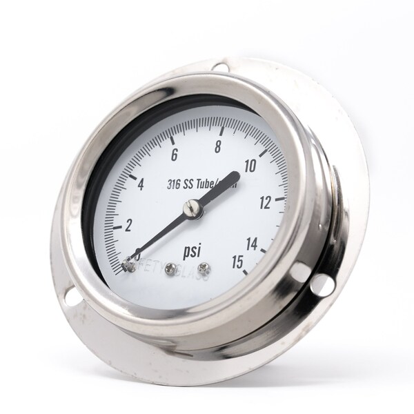 Pro 2 1/2 in Dial, 0/15 PSI, 1/4 in NPT, Back Connection, Panel Mount Dry/Fillable Pressure Gauge PRO-314D-254B - main